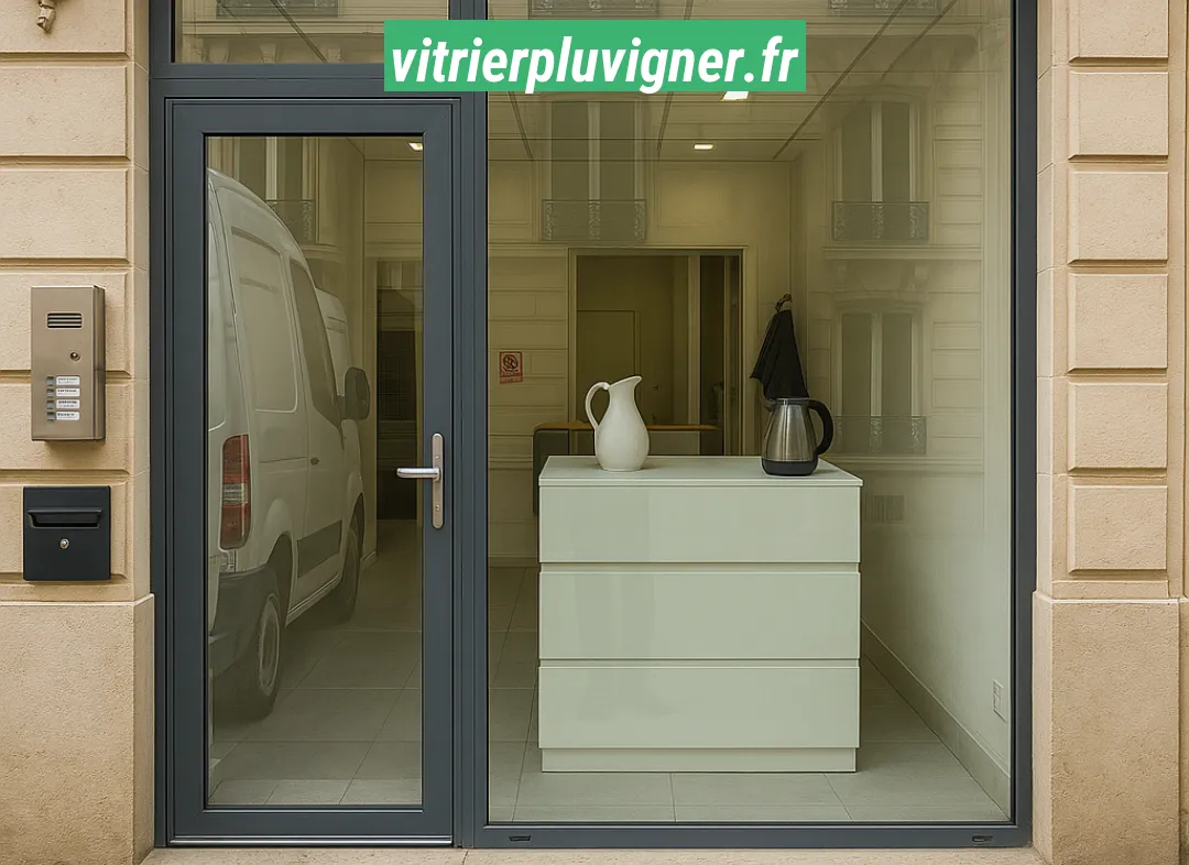 Façade vitrine de magasin en aluminium sur mesure à Pluvigner
